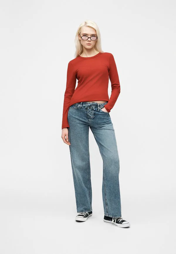 Свободные джинсы средней длины на шнуровке, мешковатые джинсы. Gap, Medium Indigo — фото 2