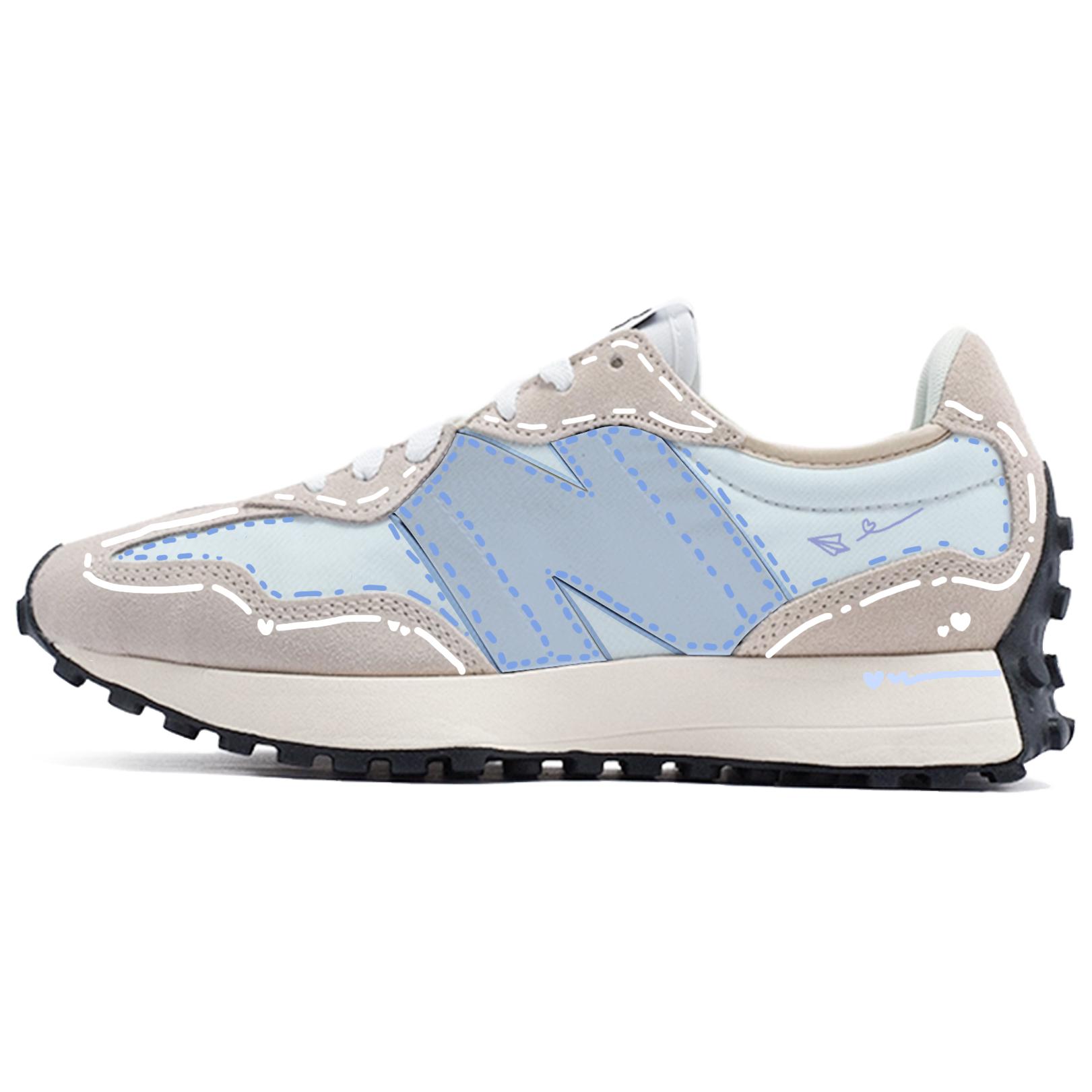 

NB 327 амортизация, износостойкие низкие повседневные кроссовки Sprint City для поездок на работу беговые unisex New Balance, светло-голубой