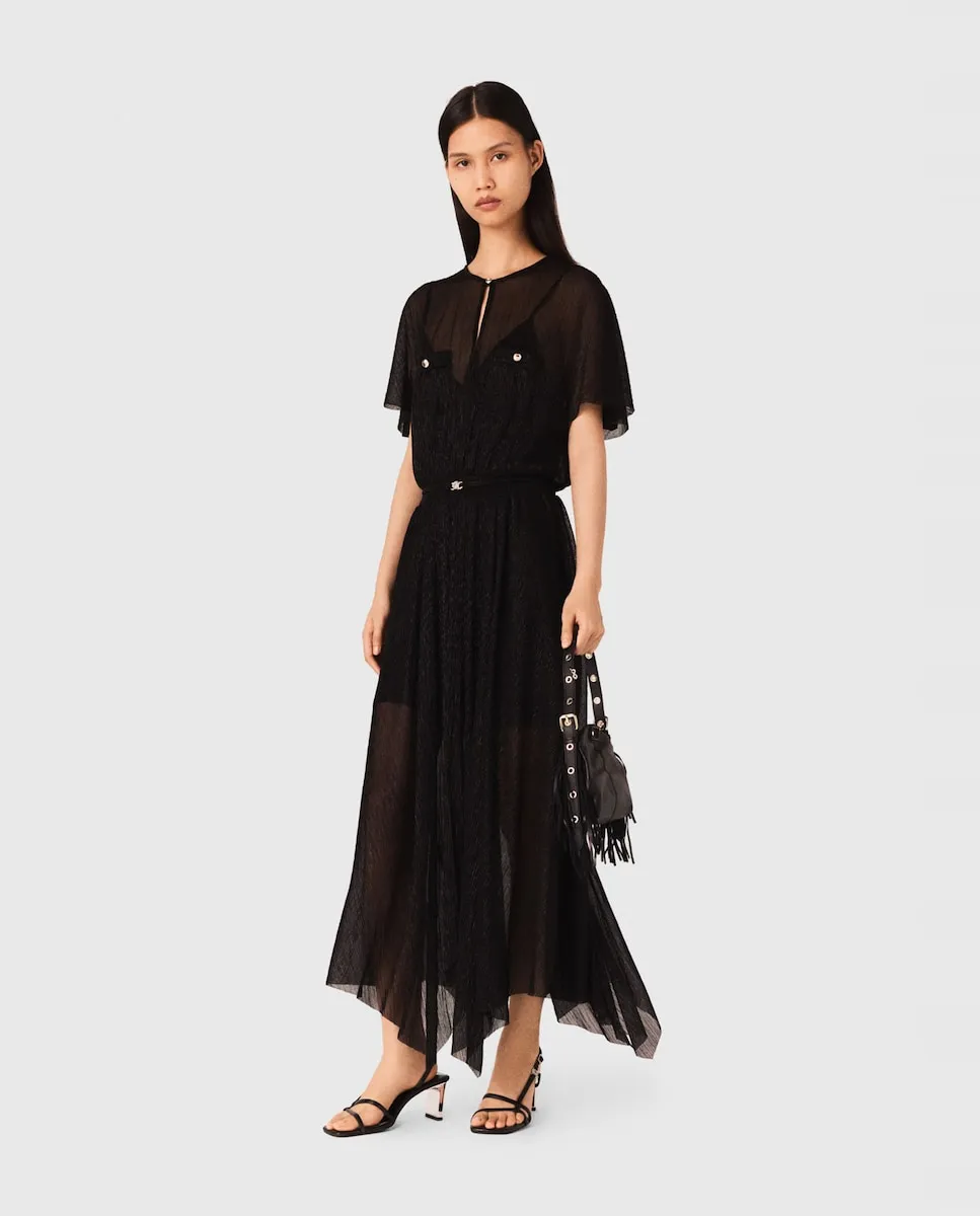 

Длинное металлизированное платье Maje, черный