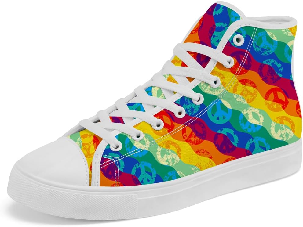 

Кеды на высокой подошве chebing для мальчиков и девочек, высокие кроссовки на шнуровке, повседневная обувь, 611 Rainbow