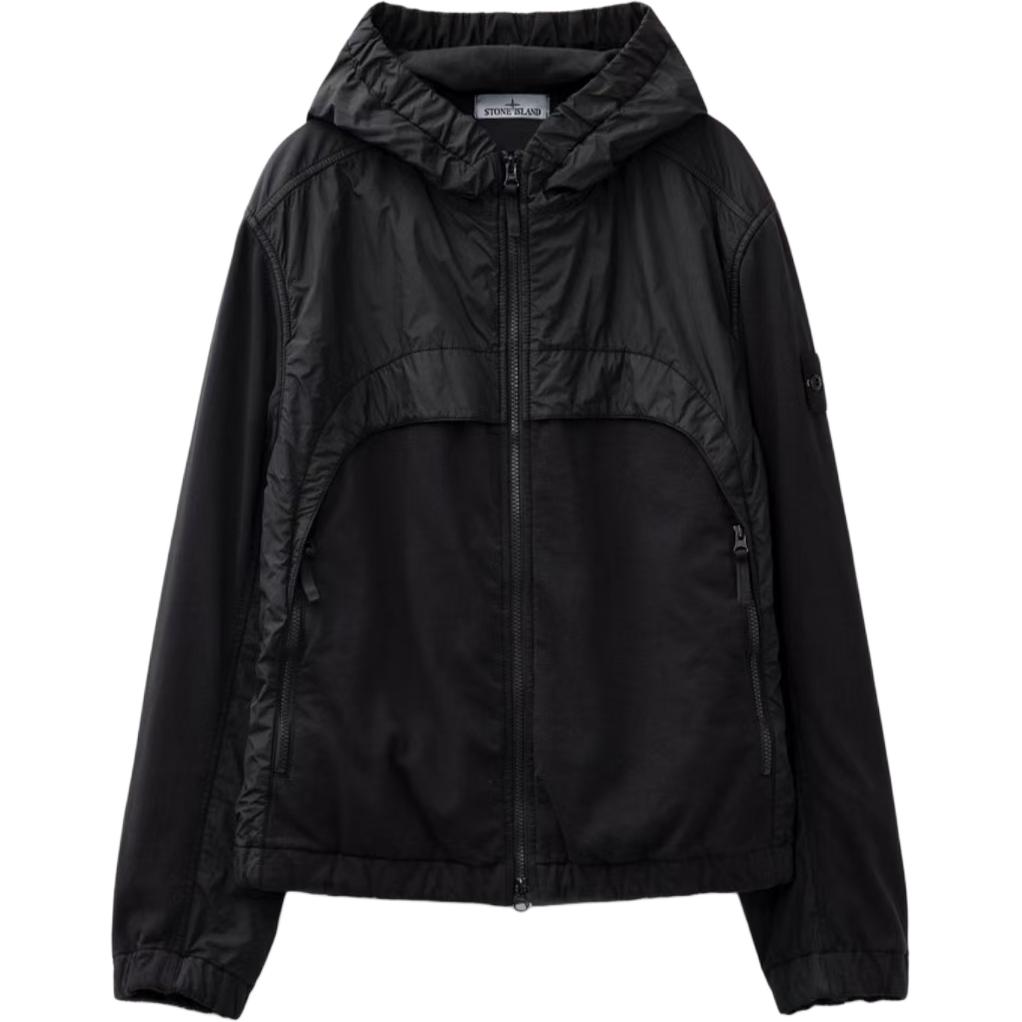 

STONE ISLAND Куртка ветровка с капюшоном и панелями, Black