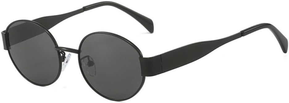 

Овальные солнцезащитные очки для женщин, модные, в металлической оправе, с защитой от УФ-излучения UV400; модные солнцезащитные очки для мужчин с градиентным переходом цвета (золотисто-серый, один размер) LXLHWN, Black Gray