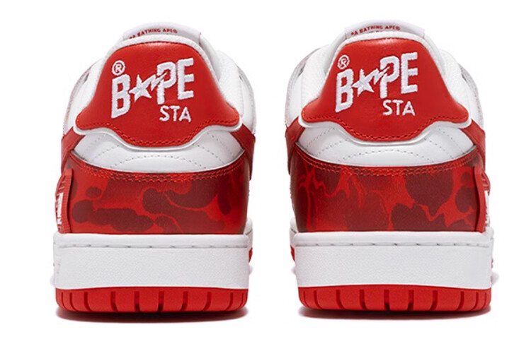 Кроссовки A BATHING APE SK8 Skateboarding Shoes Women's Low-top Red, красный — фото 3