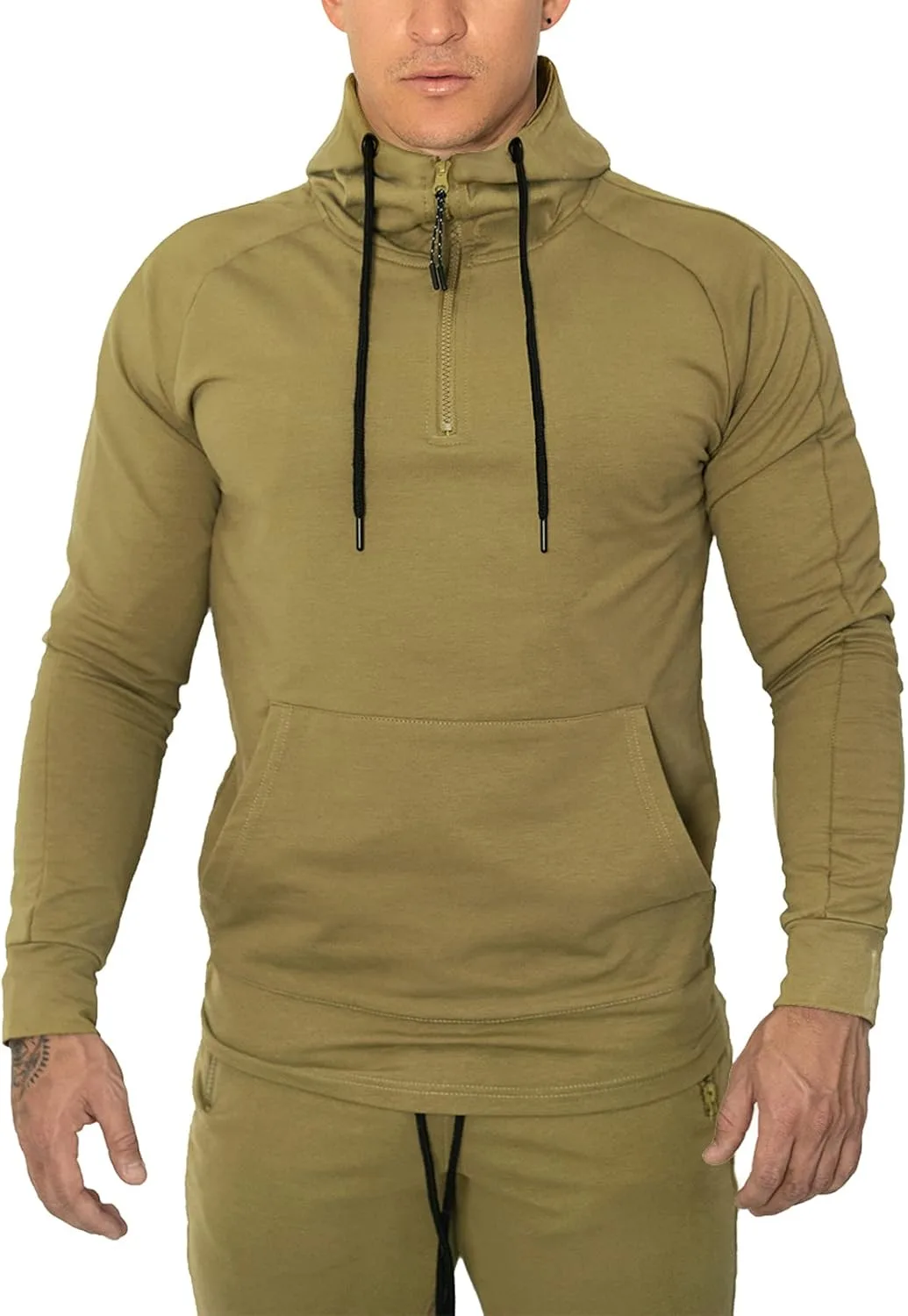 

GYMELITE мужская толстовка 1/4 Zip с капюшоном и карманом