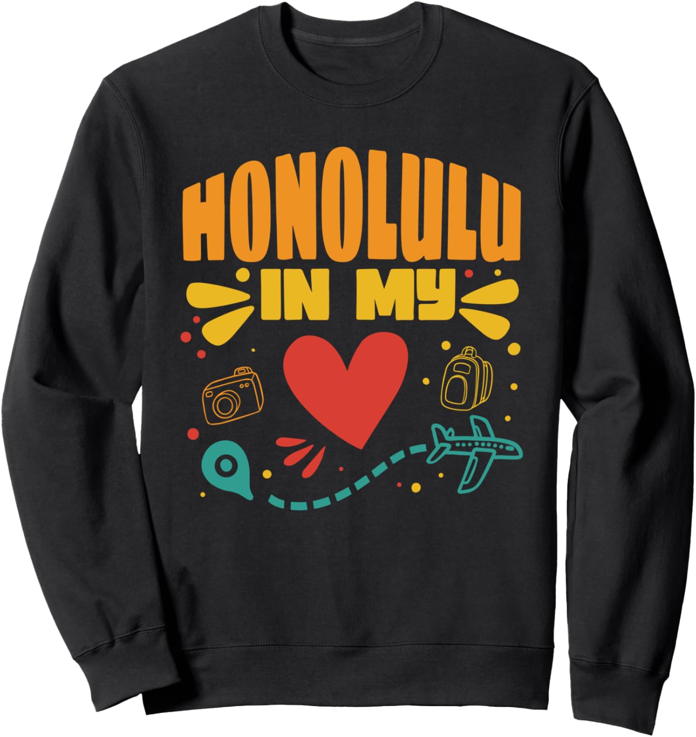 

Гонолулу в моем сердце - туристический сувенир. Толстовка Honolulu In My Heart - Traveler Souvenir, черный