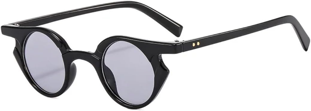 

Солнцезащитные очки для мужчин и женщин - защита UV400 - круглая маленькая оправа, панк-стиль, яркие линзы, для занятий спортом на открытом воздухе и вождения DSVIGF, C2black-lightgray