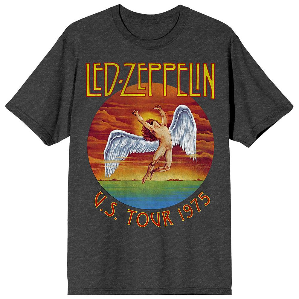 

Мужской Led Zeppelin 1975 U. Футболка с рисунком Tour Icarus Licensed Character, серый