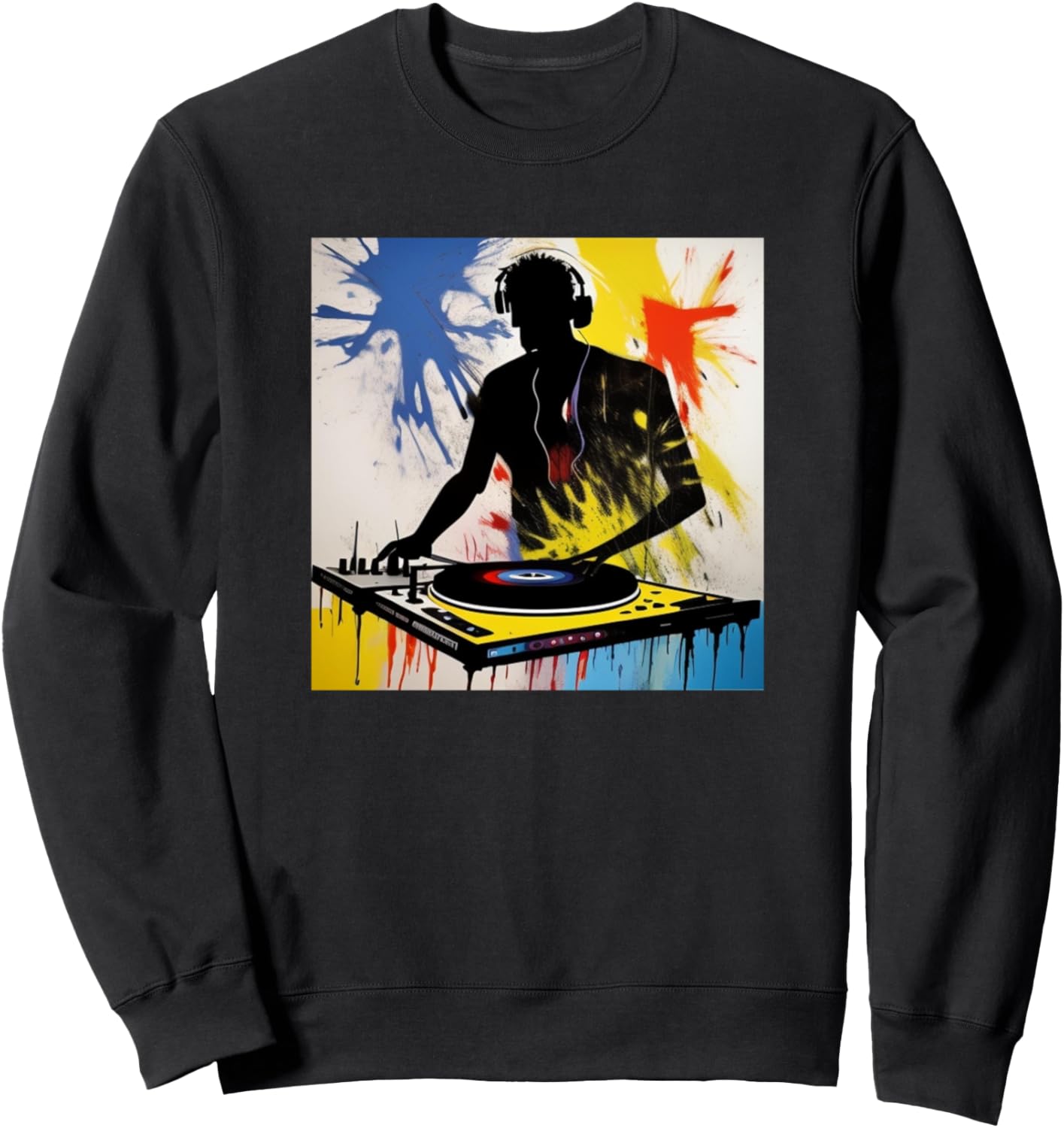 

Толстовка с изображением силуэта диджея и проигрывателя виниловых пластинок Dj + Turntable Discjockey Men Women Kids Boys Gift, черный