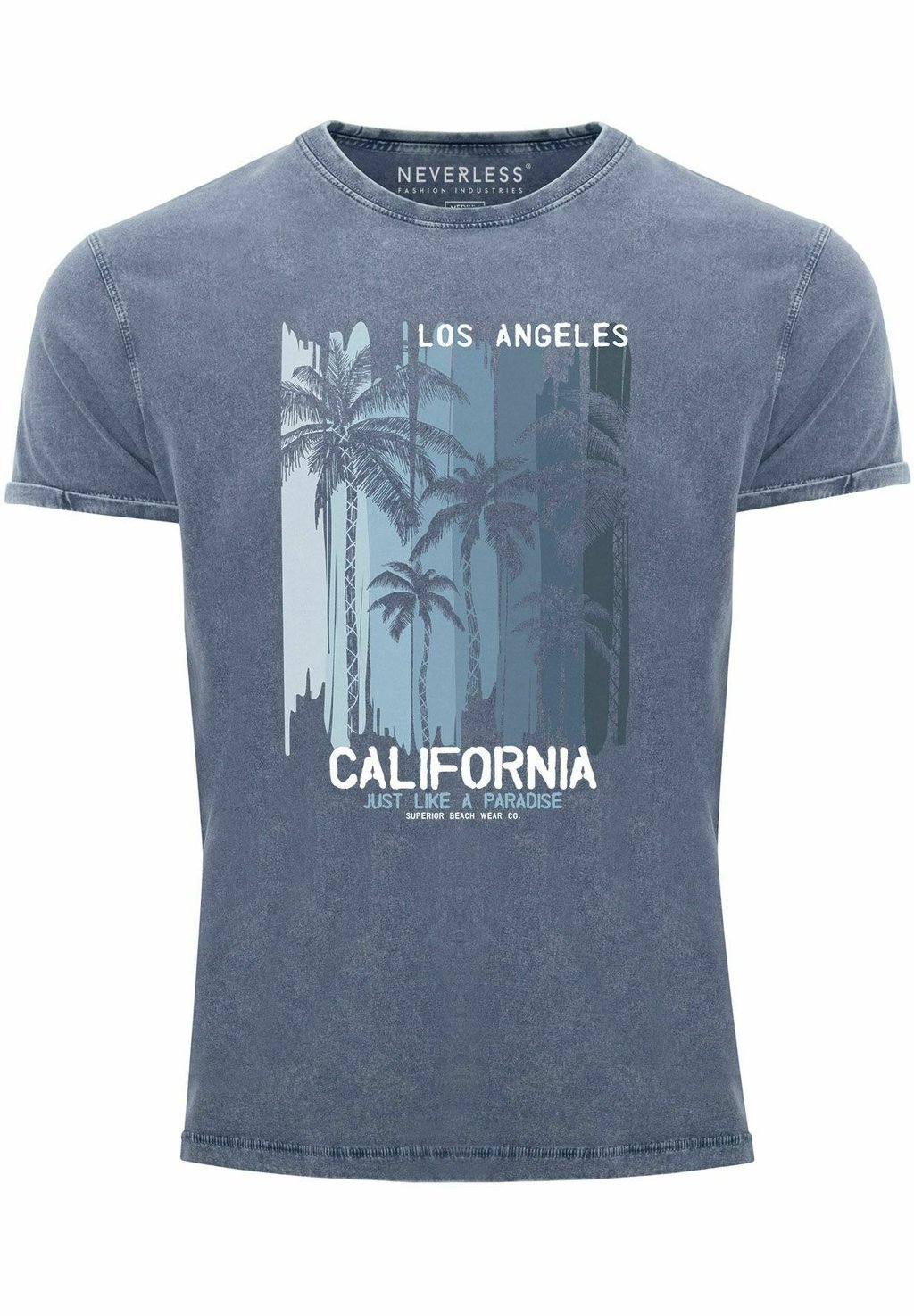 

Футболка с принтом VINTAGE LOS ANGELES CALIFORNIA USA SOMMER Neverless, синий