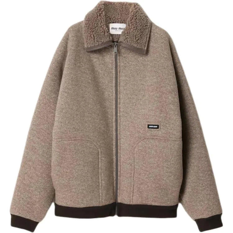 Флисовая бомбер куртка MIU MIU, Gray Rope