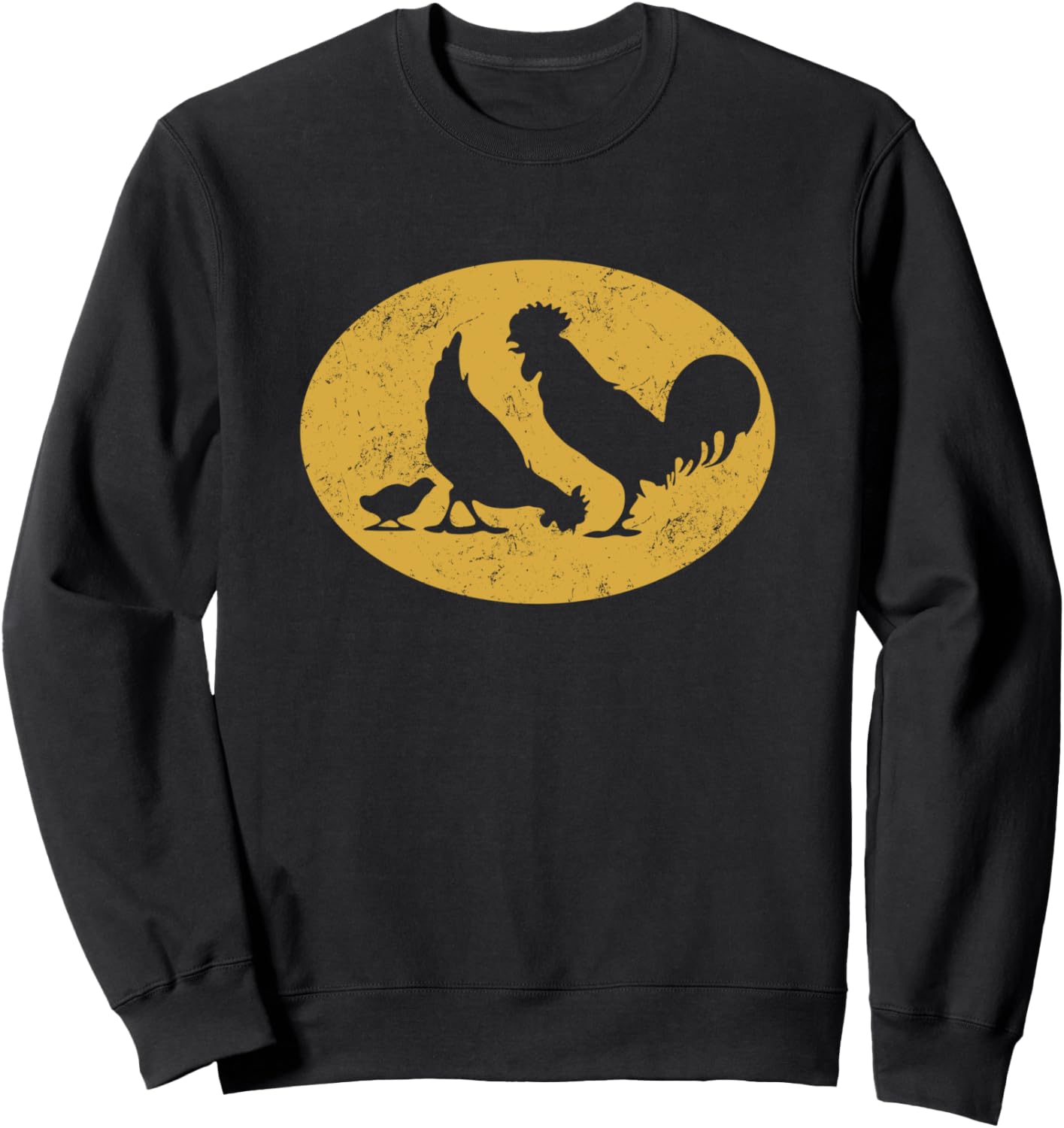 

Толстовка с силуэтом семейства кур в винтажном стиле Rooster Chicken Hen Chick Organic Farming Animal Husbandry, черный
