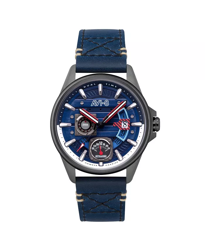 

Мужские многофункциональные часы Hawker Harrier Farley с синим кожаным ремешком, 44 мм AVI-8