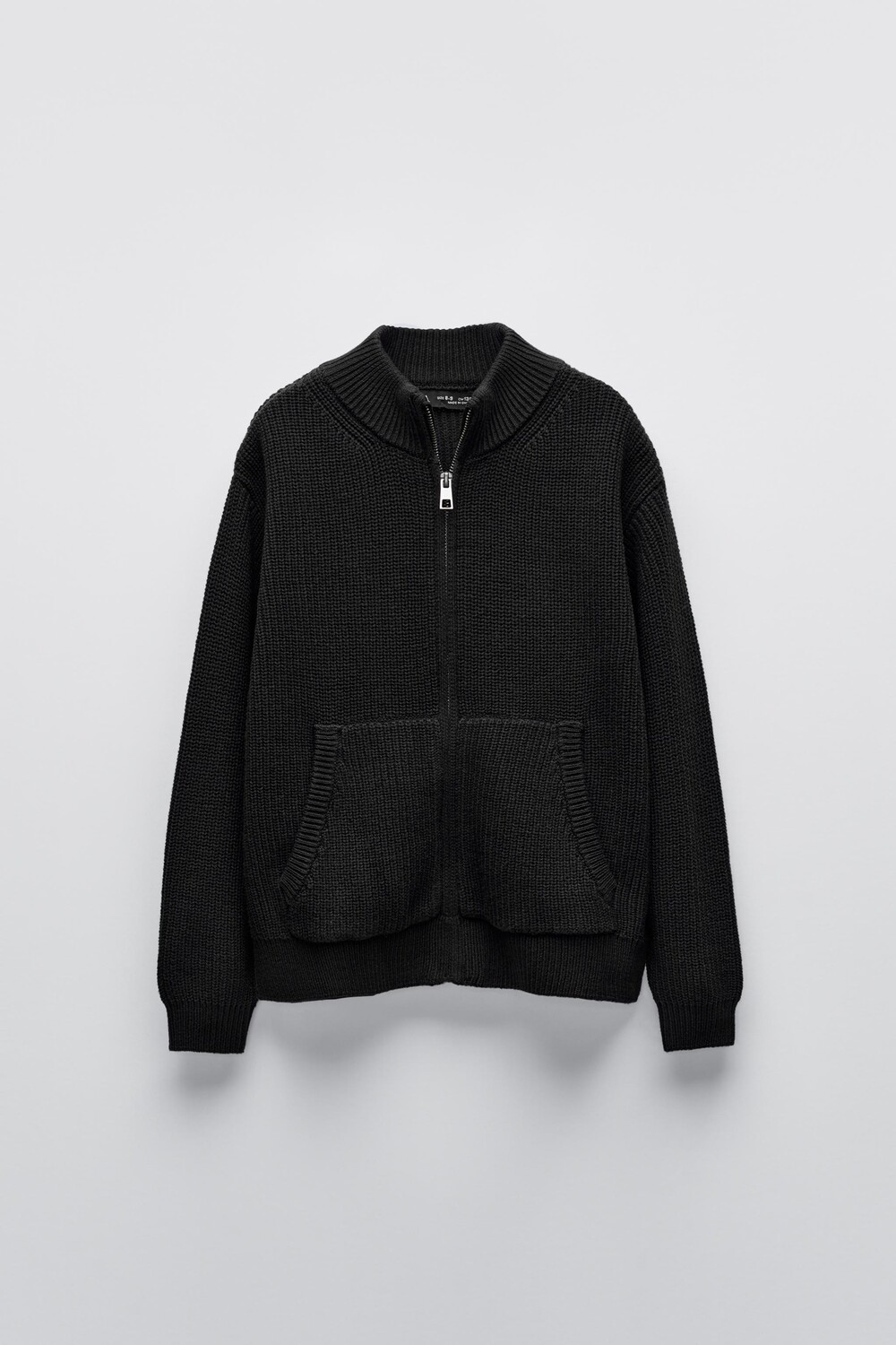

Кардиган изнаночной вязки с молнией ZARA, черный