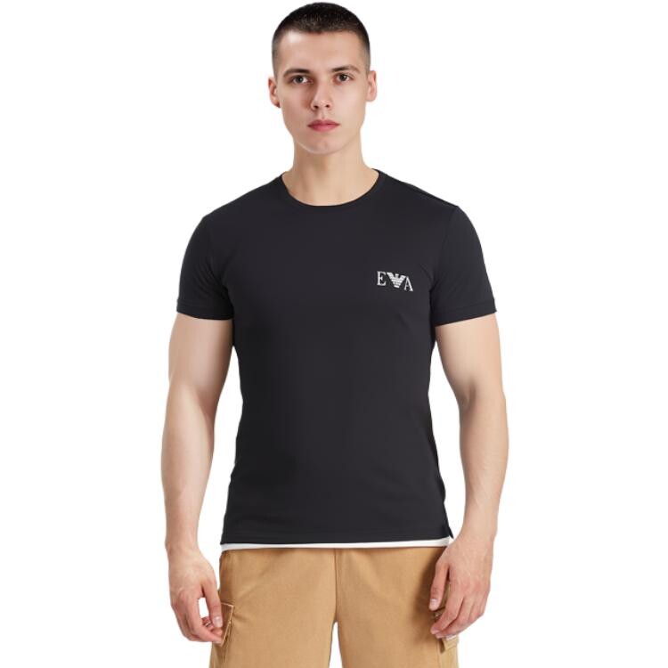 Футболка мужская комплект из 2 шт., черная Emporio Armani, черный — фото 4