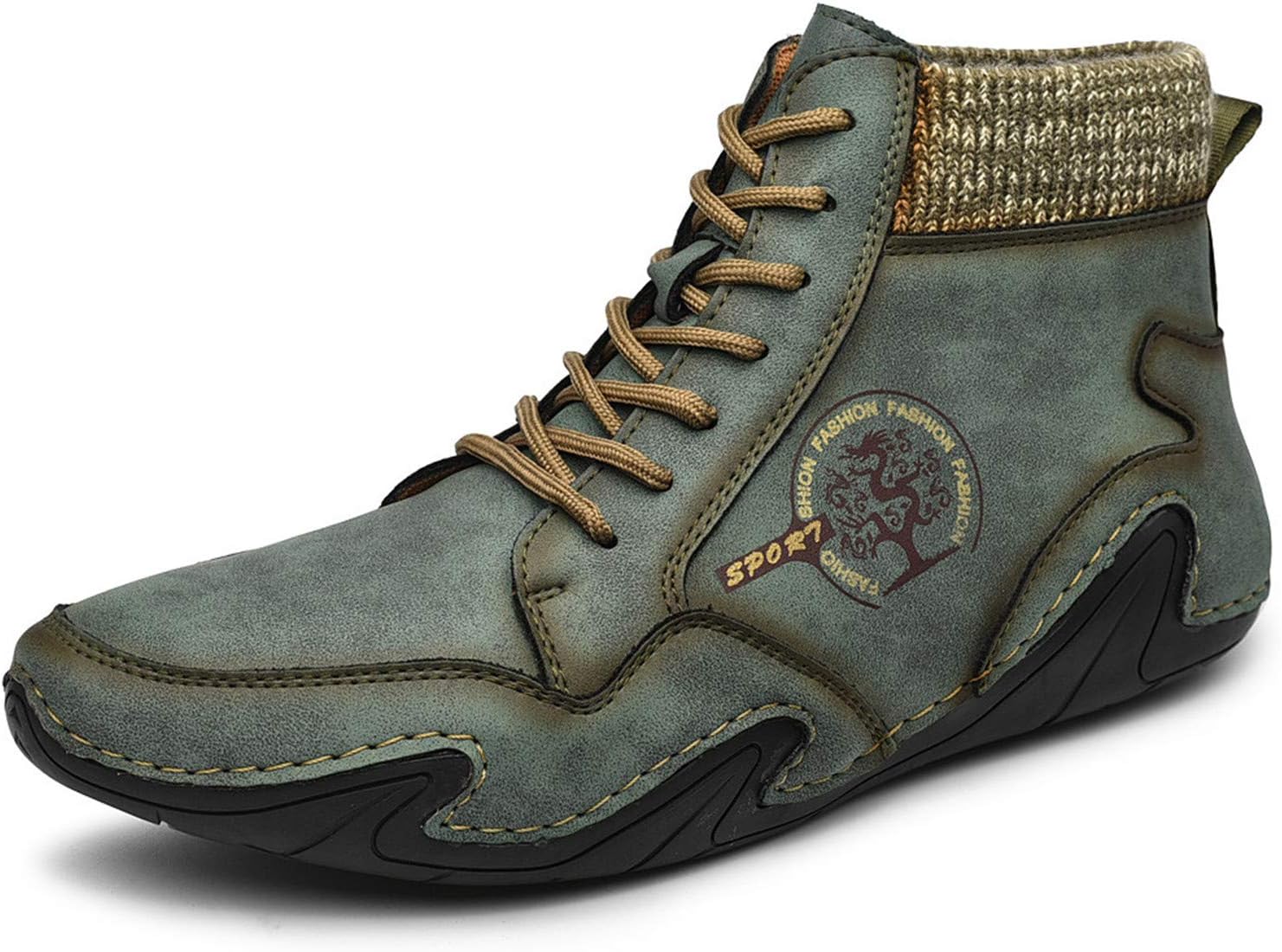 

Мужские повседневные ботинки ChicLovey, ручная отделка, шнуровка, кожаные лоферы с меховой подкладкой, обувь для прогулок, зеленый