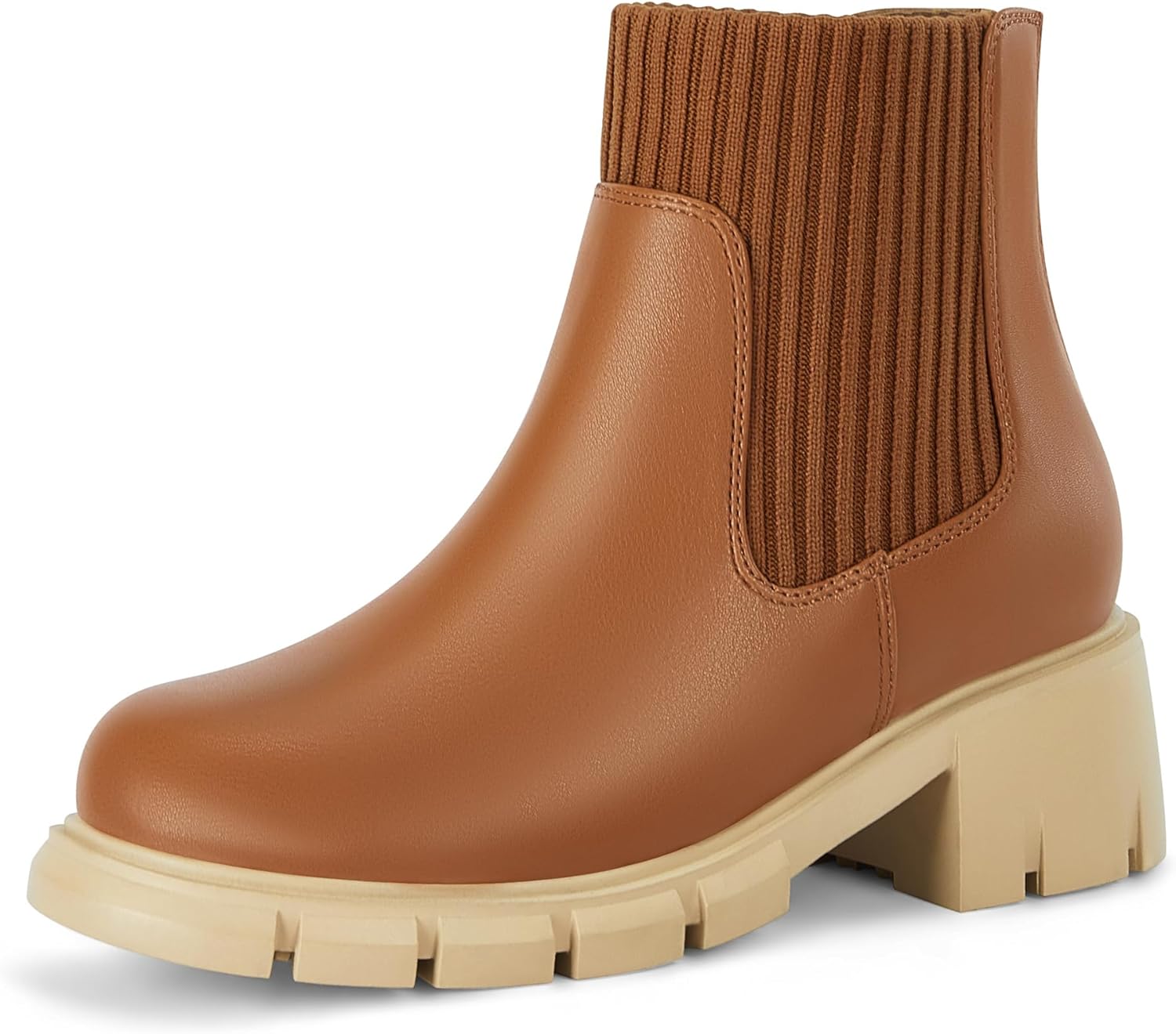 

Детские ботинки Coutgo, ботильоны на молнии сзади, с круглым носком, Челси, на платформе, с эластичной вставкой, короткие ботинки-снегоступы для маленьких и больших детей, Brown