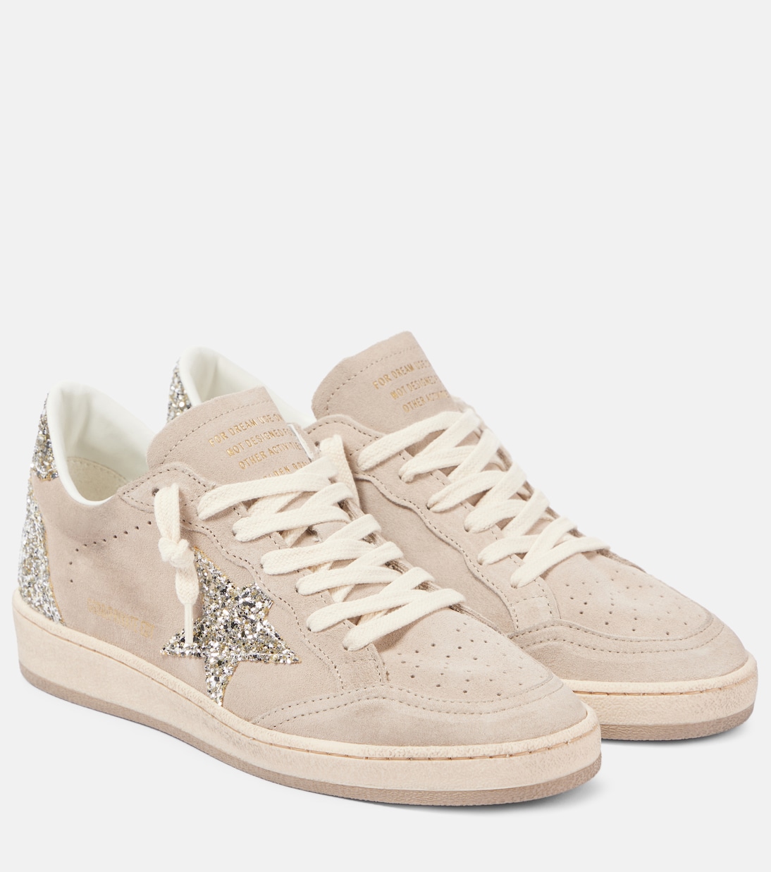 Балетки Ball Star из замши с блестками Golden Goose, Beige/Platinum
