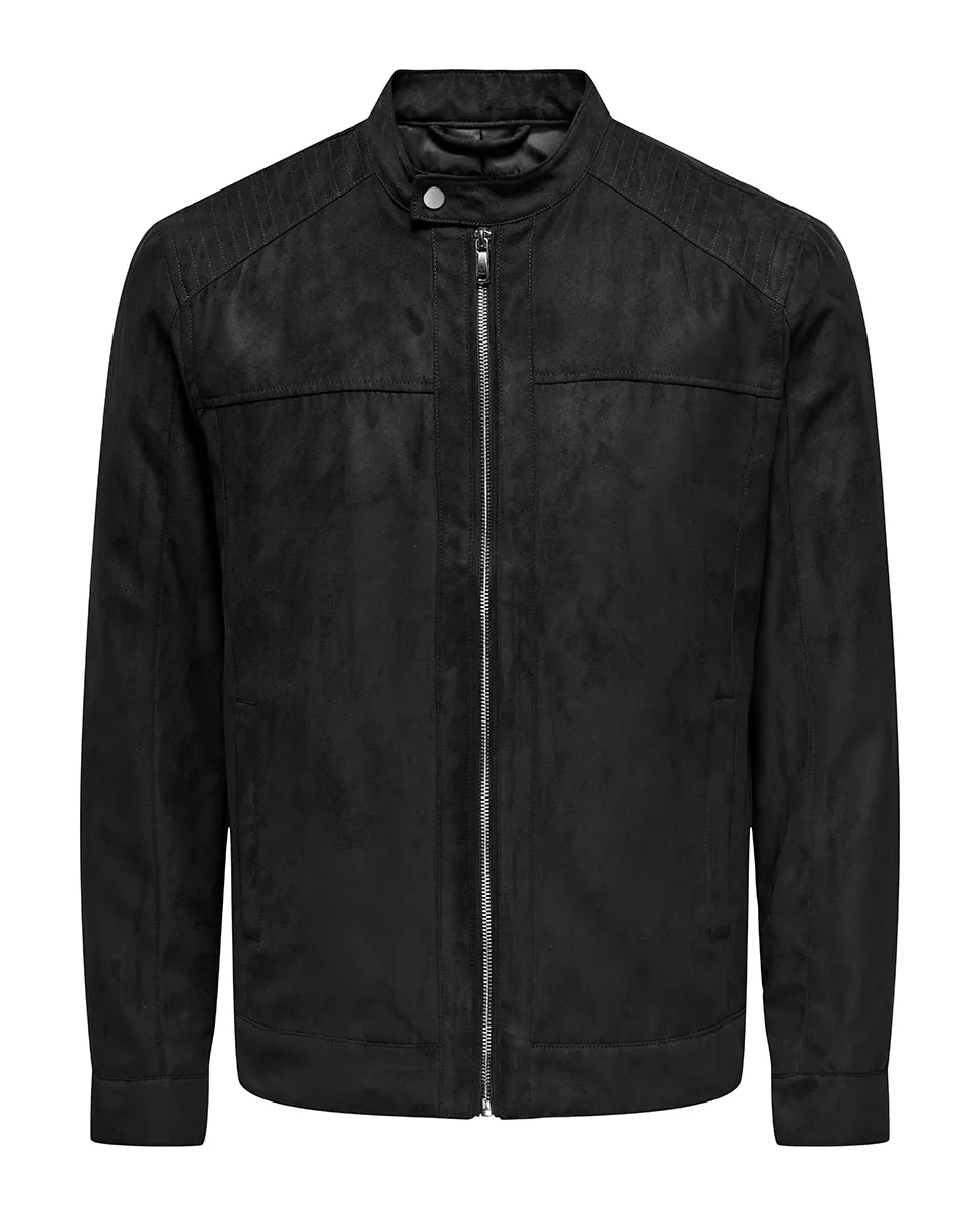 

Мужская замшевая куртка классического кроя Only & Sons, черный