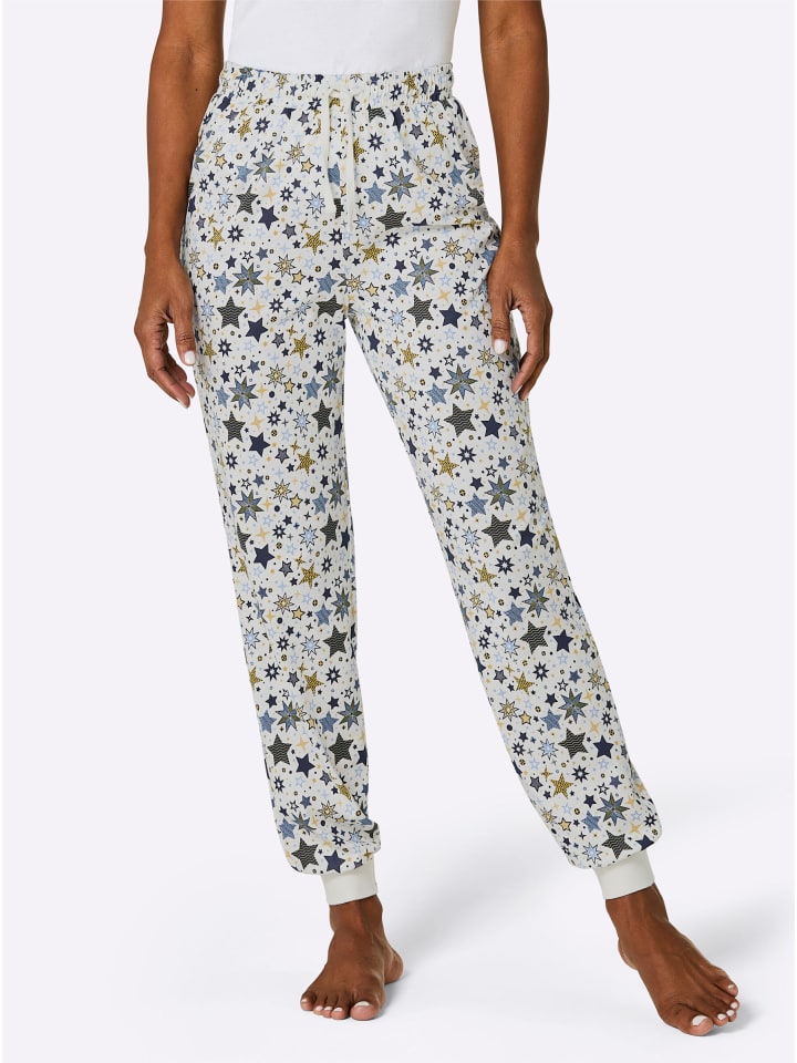 

WITT WEIDEN Пижамные штаны с принтом в цветах экрю и небесно-голубого оттенка