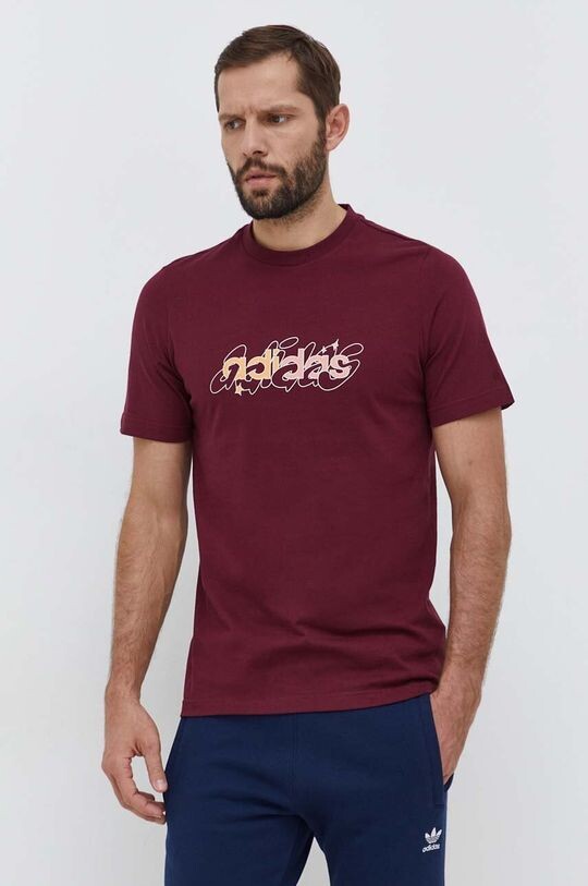 

Хлопковая футболка adidas, гранат