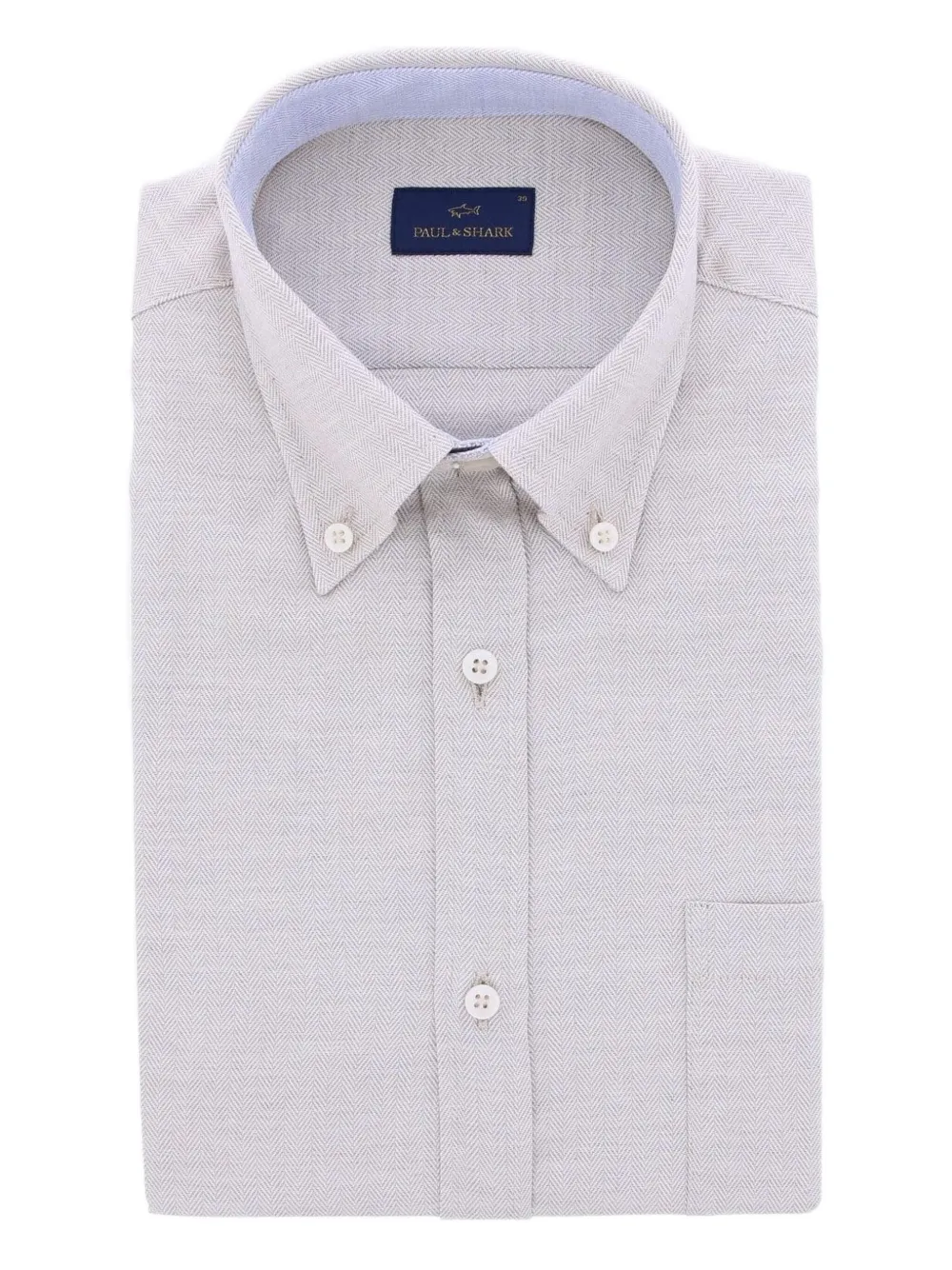 

Рубашка с узором «елочка» и пуговицами на манжетах Paul & Shark, серый