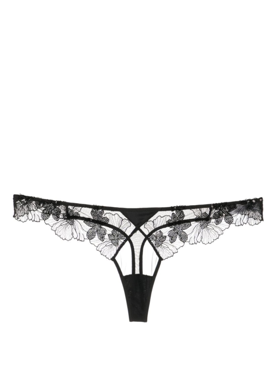 

Трусы-стринги из цветочного кружева Fleur Du Mal, черный