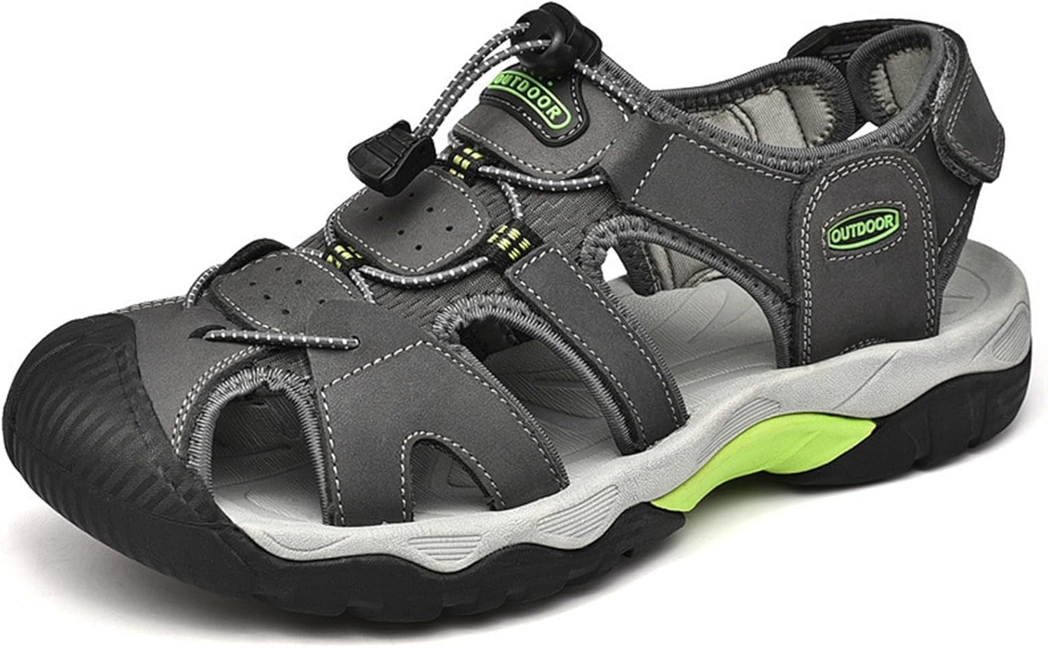 

Мужские летние спортивные сандалии с закрытым носком, повседневные сандалии с вырезами, пляжные сандалии, дышащая сетка, сандалии без застежки, для прогулок по воде, походные спортивные сандалии для мужчин Generic, серый