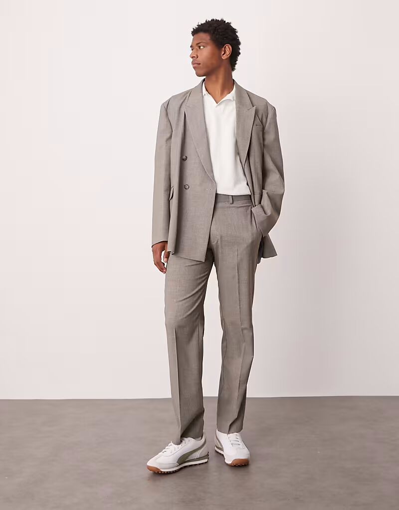 

Прямые брюки ASOS DESIGN из серой меланжевой фактуры