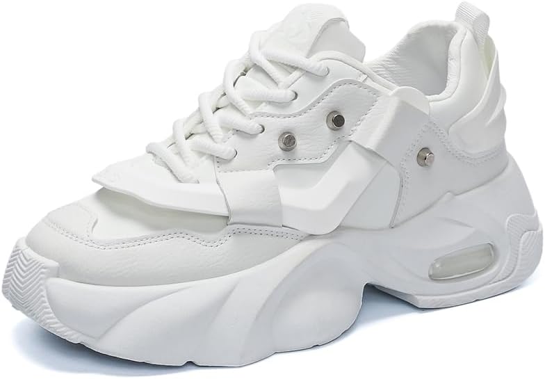 

Кроссовки Chunky для мужчин с прочной толстой подошвой, на шнуровке, высокие, повседневные туфли для улицы и ежедневной носки Hhhchpm, белый