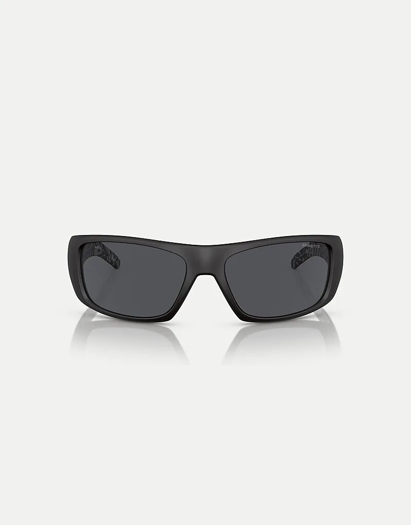 

Солнцезащитные очки Arnette Hot Shot с прямоугольной оправой и серыми линзами из резины черного цвета
