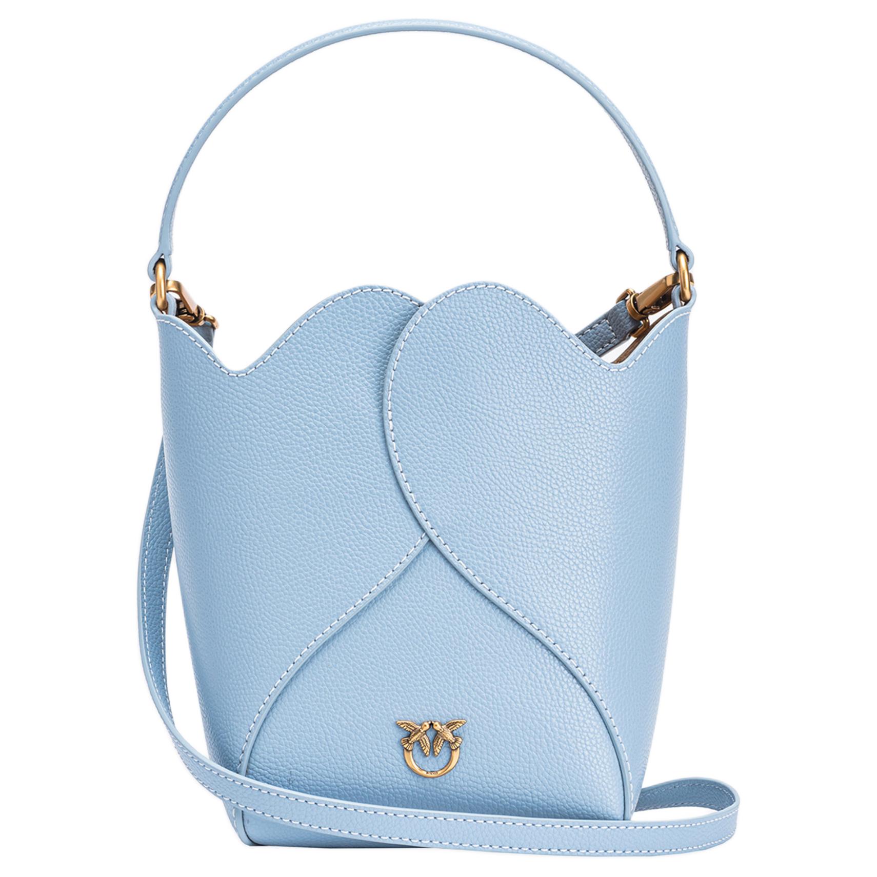 

PINKO Кожаная сумка-ведро, сумка через плечо, кроссбод, большая женская сумка blue