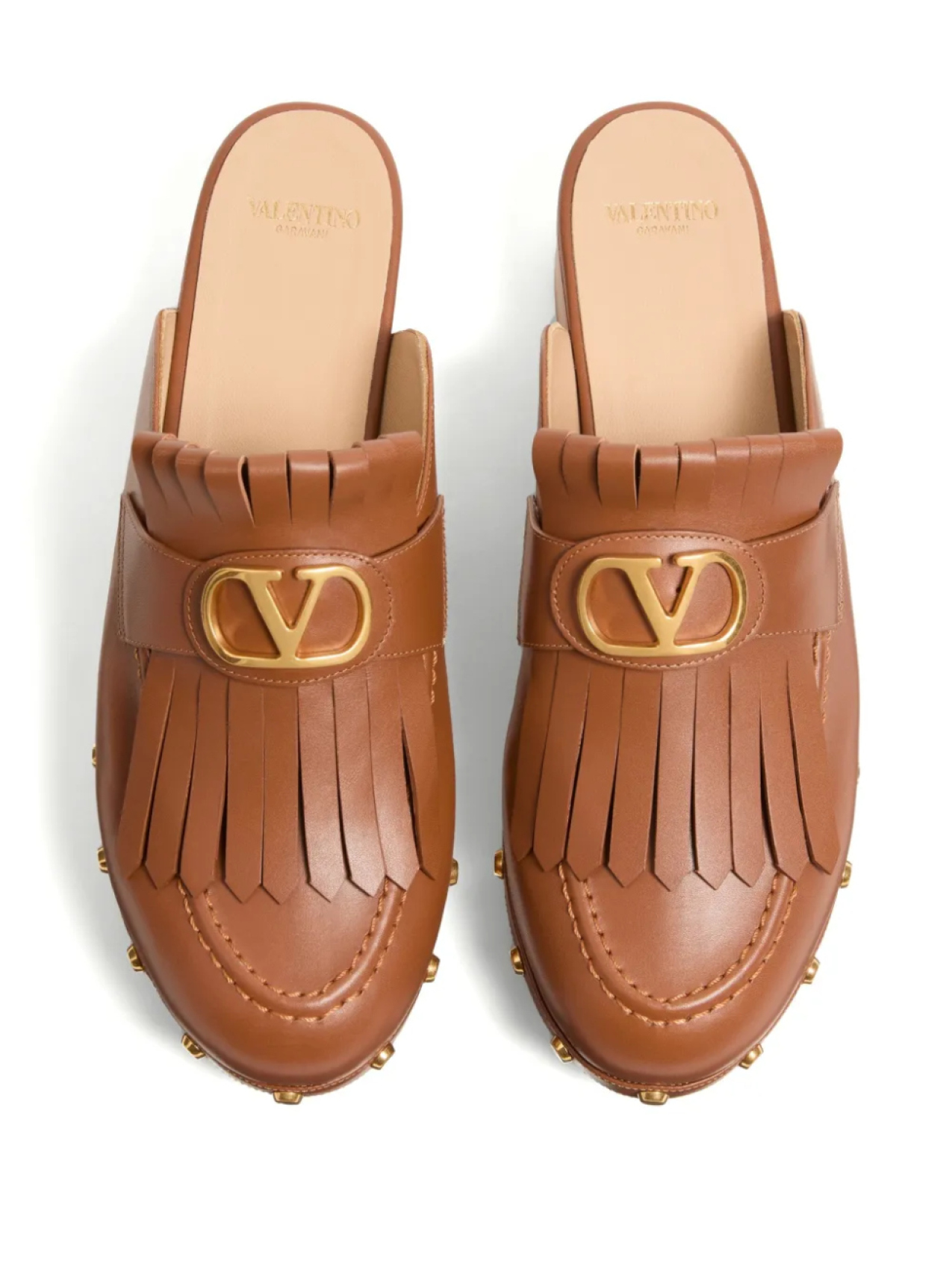 Кожаные мюли Valentino Garavani VLogo Signature с пяткой на пятке, коричневый — фото 4