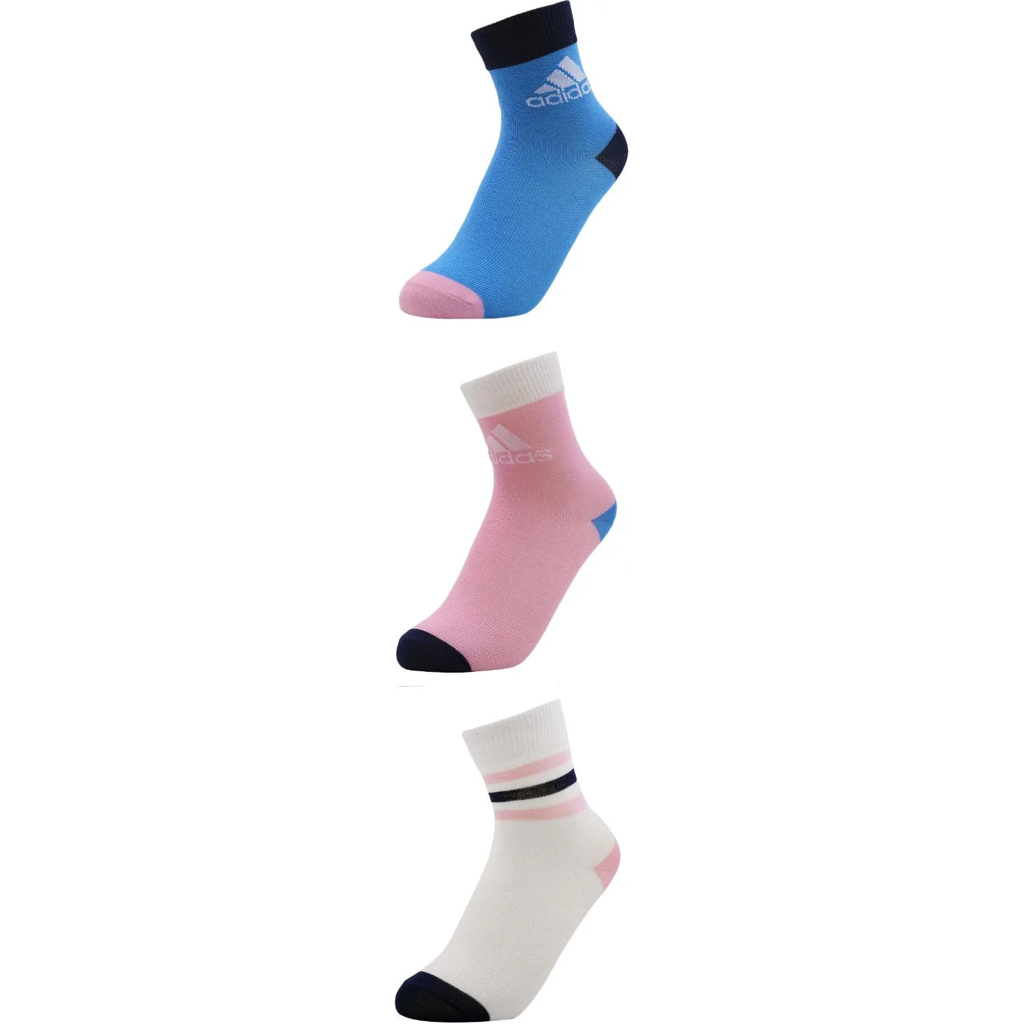Детские носки Moderate Adidas, 3 pack (синий/розовый/белый) — фото 3