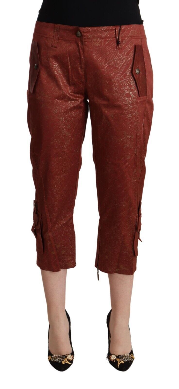 

Шикарные коричневые укороченные хлопковые брюки Just Cavalli