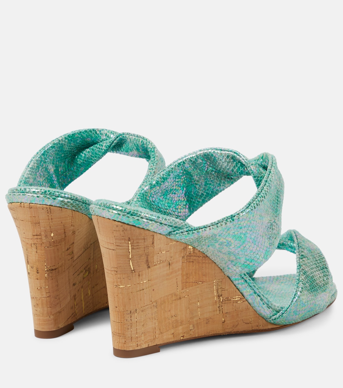 Мюли Twist из металлизированной кожи на танкетке Aquazzura, Sparemint — фото 3