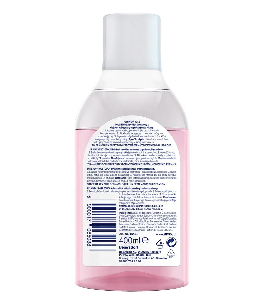 Мицеллярная вода Nivea — Двухфазная Rose Touch с розовой водой, 400 мл — фото 2