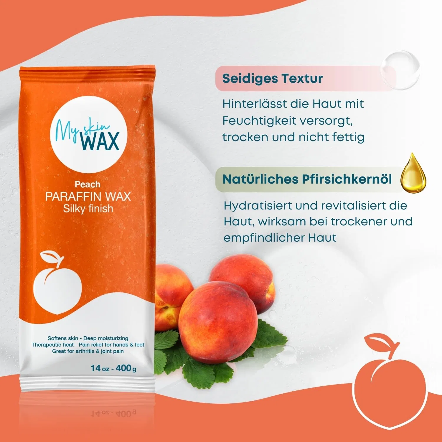 Набор парафинового воска Maxi Pack, 6 блоков по 400 г, с ароматом персика My Skin Wax, Peach — фото 4
