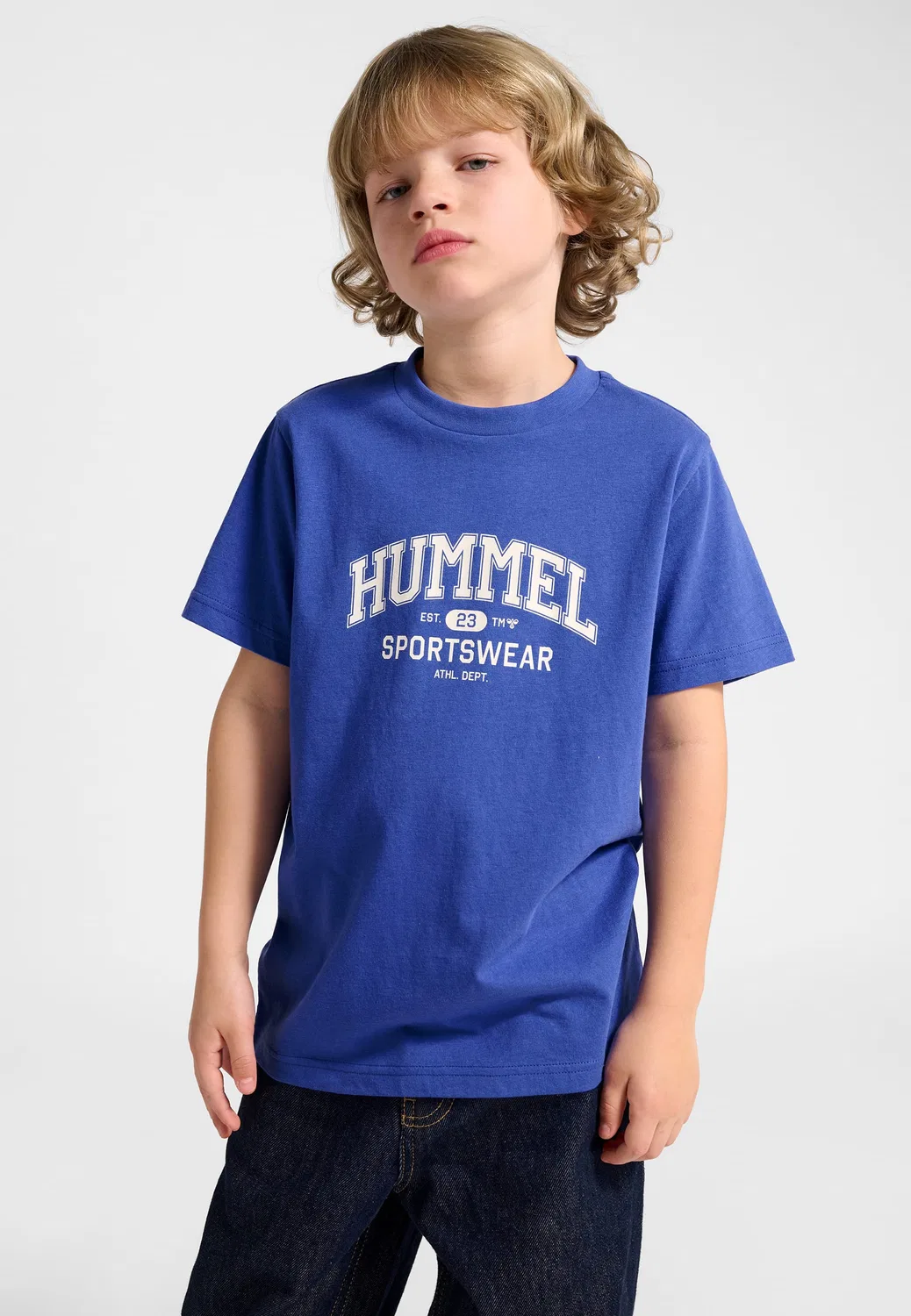 Футболка детская с принтом, Hummel, ослепительно синий