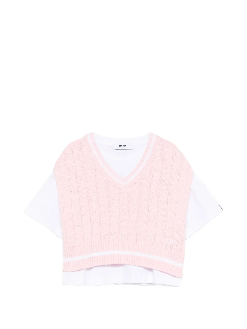 

Футболка в технике «косы» Msgm Kids, розовый