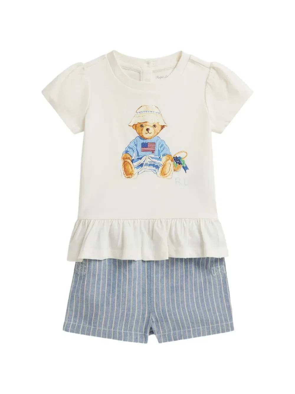 Комплект Polo Bear из топа и шорт Polo Ralph Lauren Kids, бежевый