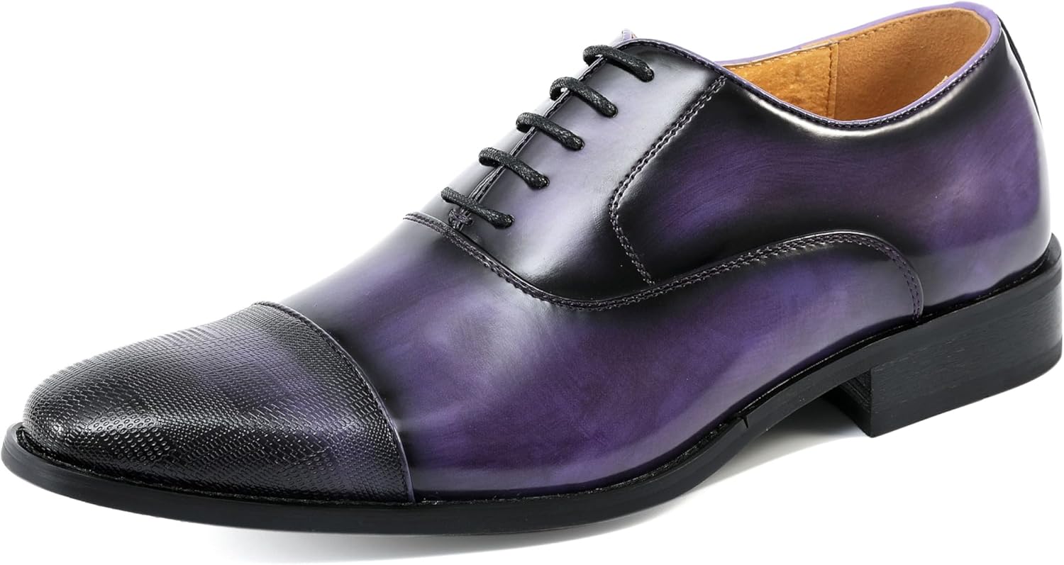 

Мужские оксфорды Amali с текстурированным носком, мужские оксфорды из высококачественной искусственной кожи, универсальная официальная обувь для любого случая, фиолетовый