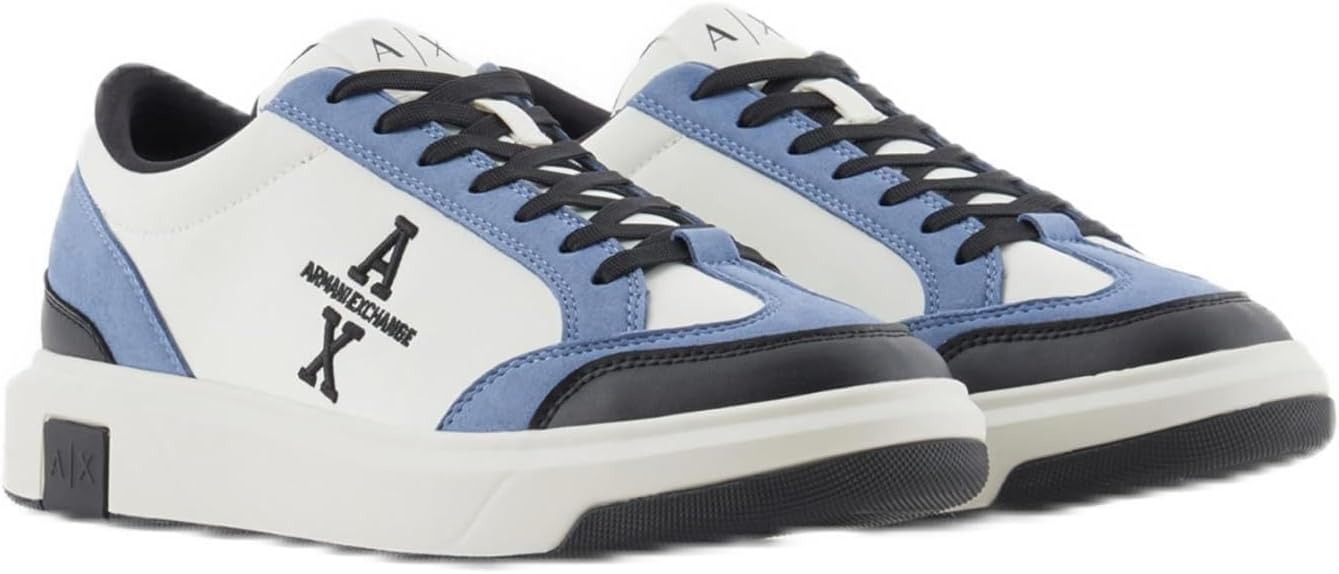 

Кроссовки Armani Exchange Mens Embroidered Venice, белый/синий/светло-белый