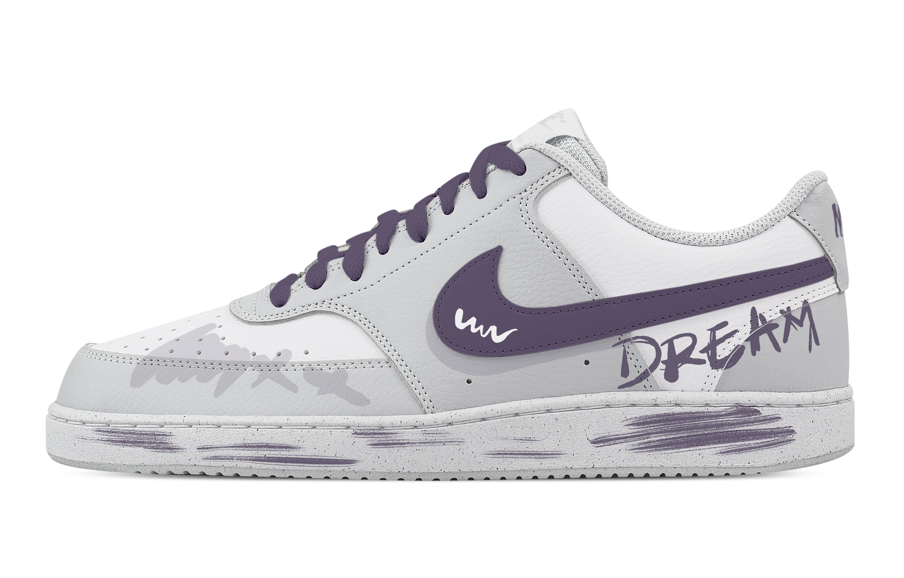 

Nike Кроссовки Court Vision Mystic Realm Shock Absorbers Low Top для скейтбординга, мужские, белые, фиолетовые