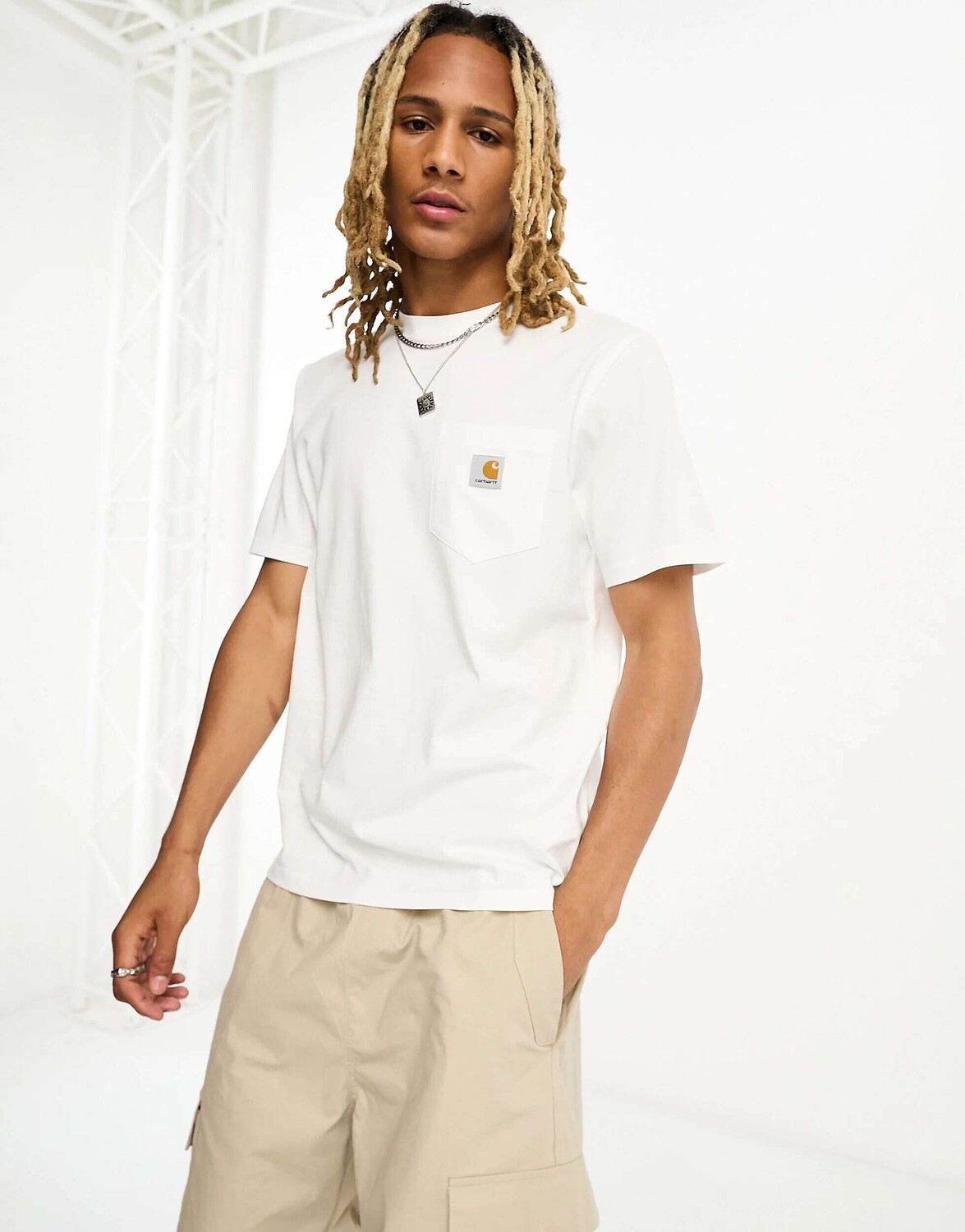 

Белая футболка с карманом Carhartt WIP, Белый, Белая футболка с карманом Carhartt WIP