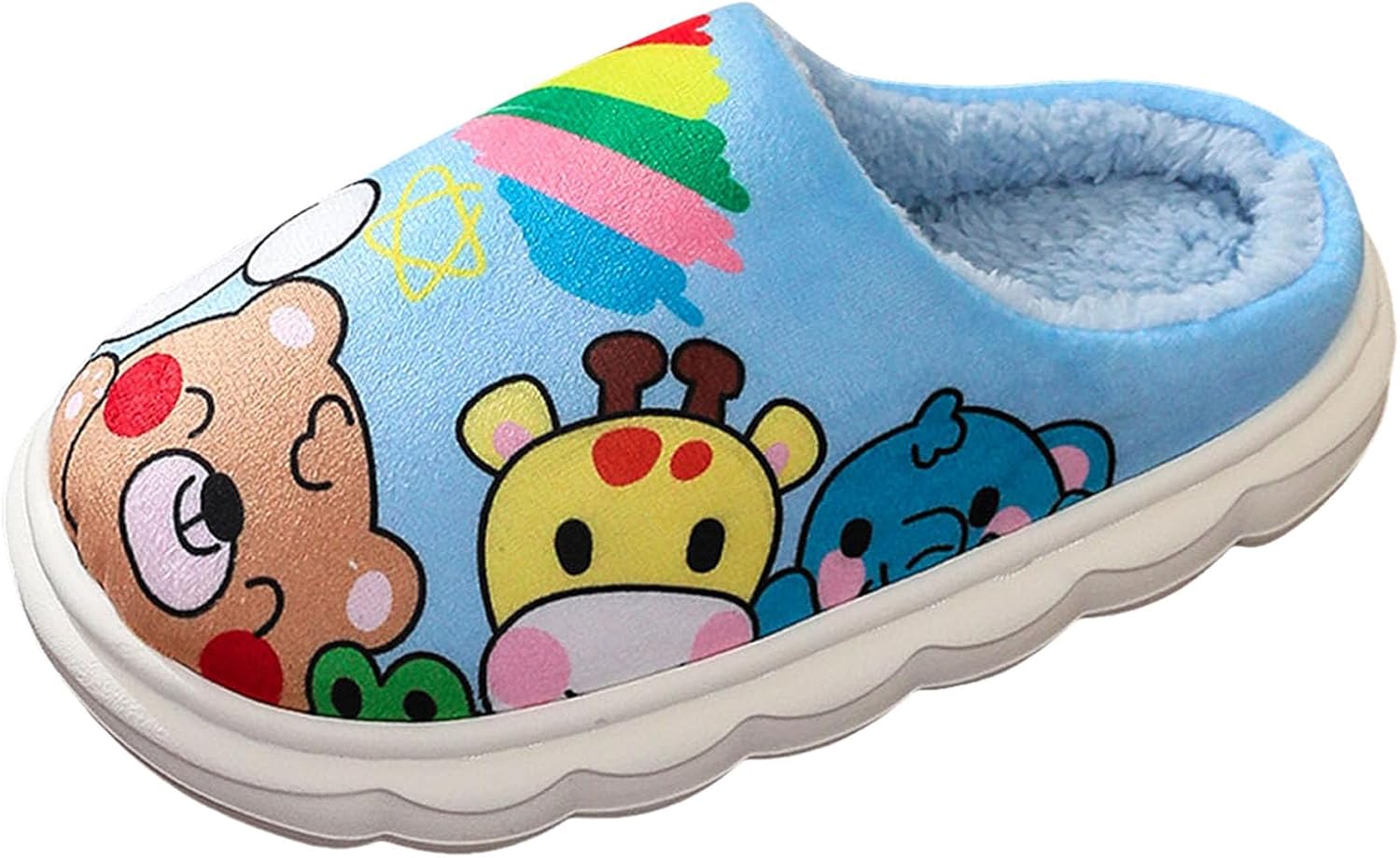 

Детские тапочки IWIHMIV для малышей, мягкая подошва, для мальчиков и девочек, комфортные, с плюшевой подкладкой, теплые, для дома, хлопковые, небесно-голубой