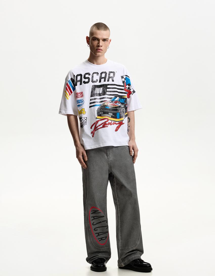

Мешковатые штаны Nascar Bershka, серый