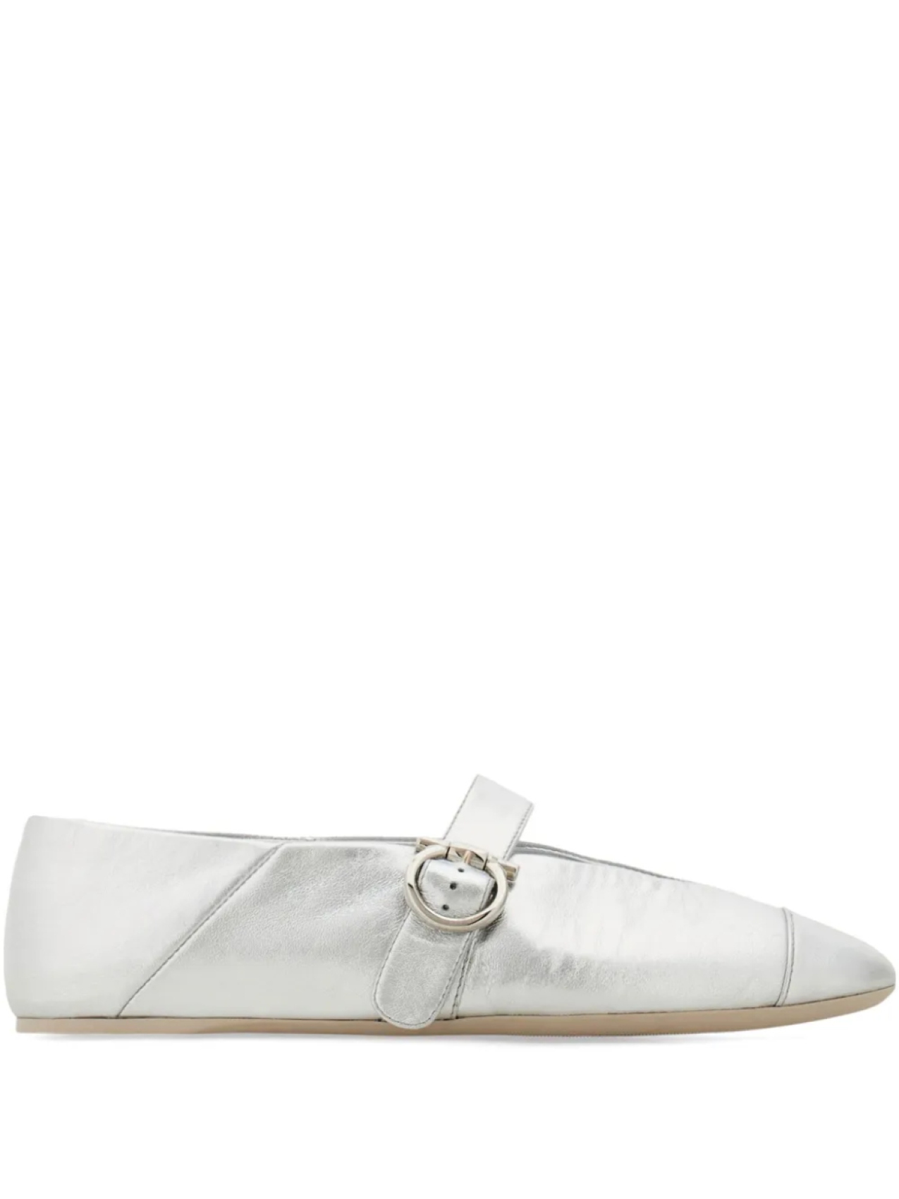 Балетки с декором Gancini Ferragamo, серебряный