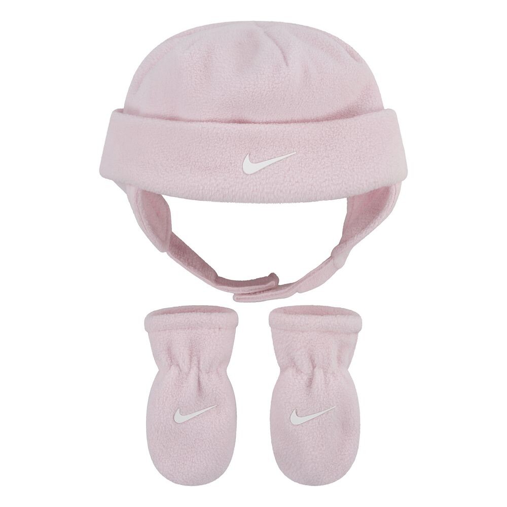

Флисовая шапка и варежки Nike Baby Swoosh для младенцев, комплект из 2 предметов, розовый