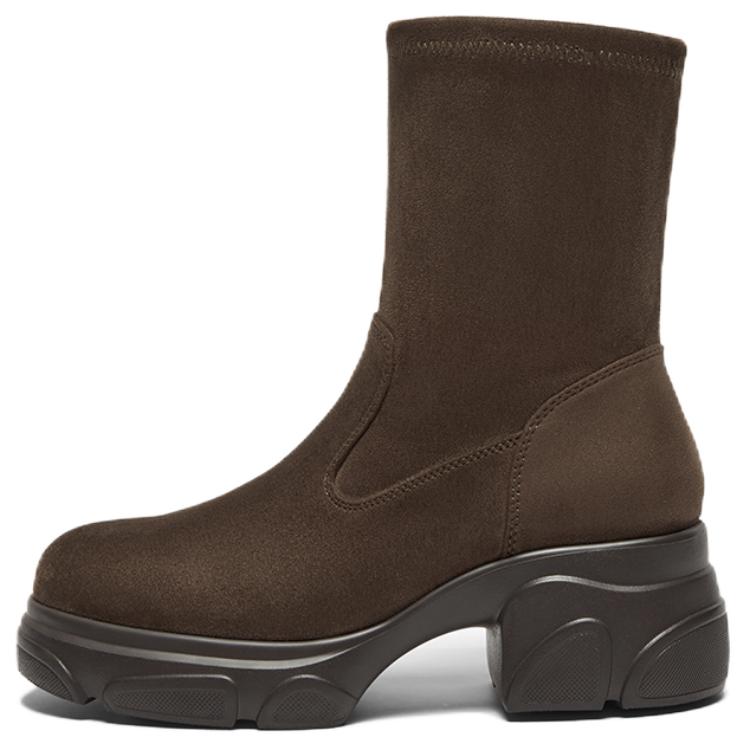 BATA Женские однотонные ботинки на щиколотку тёмно-кофейные без подкладки, цвет Dark Coffee-Unlined