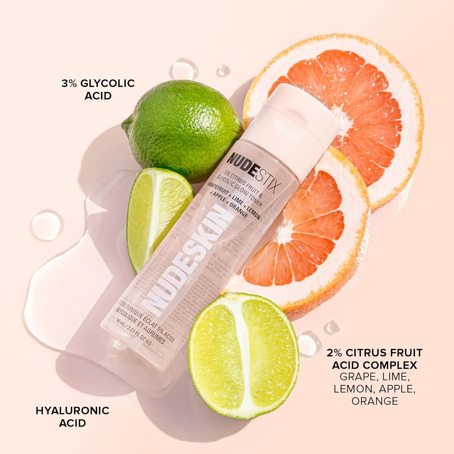 Тоник Nudestix — % с цитрусовыми и гликолевой кислотой - отшелушивающий с AHA-кислотами, гиалуроновой — фото 3
